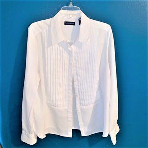 KAREN SCOTT Formal Pleated White Dress Shirt